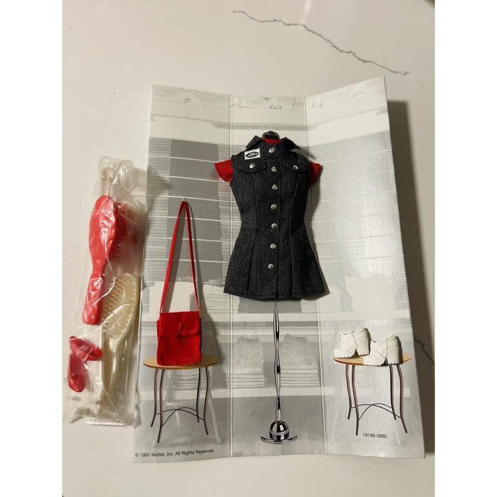 Barbie Fashion Avenue Authentic Jeans‎ Mini Dress Accessories 1997 Mattel